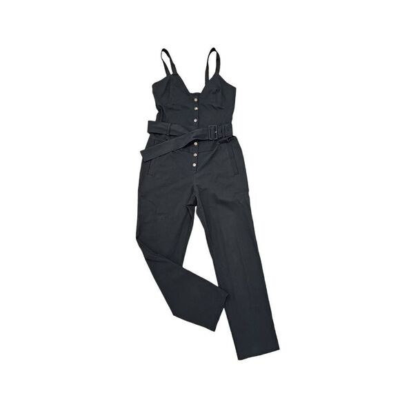 Reiss Sola Button Through Jumpsuit in black Sz 4 - Picture 3 of 8